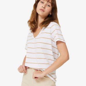 Brown Casual Striped T-Shirt