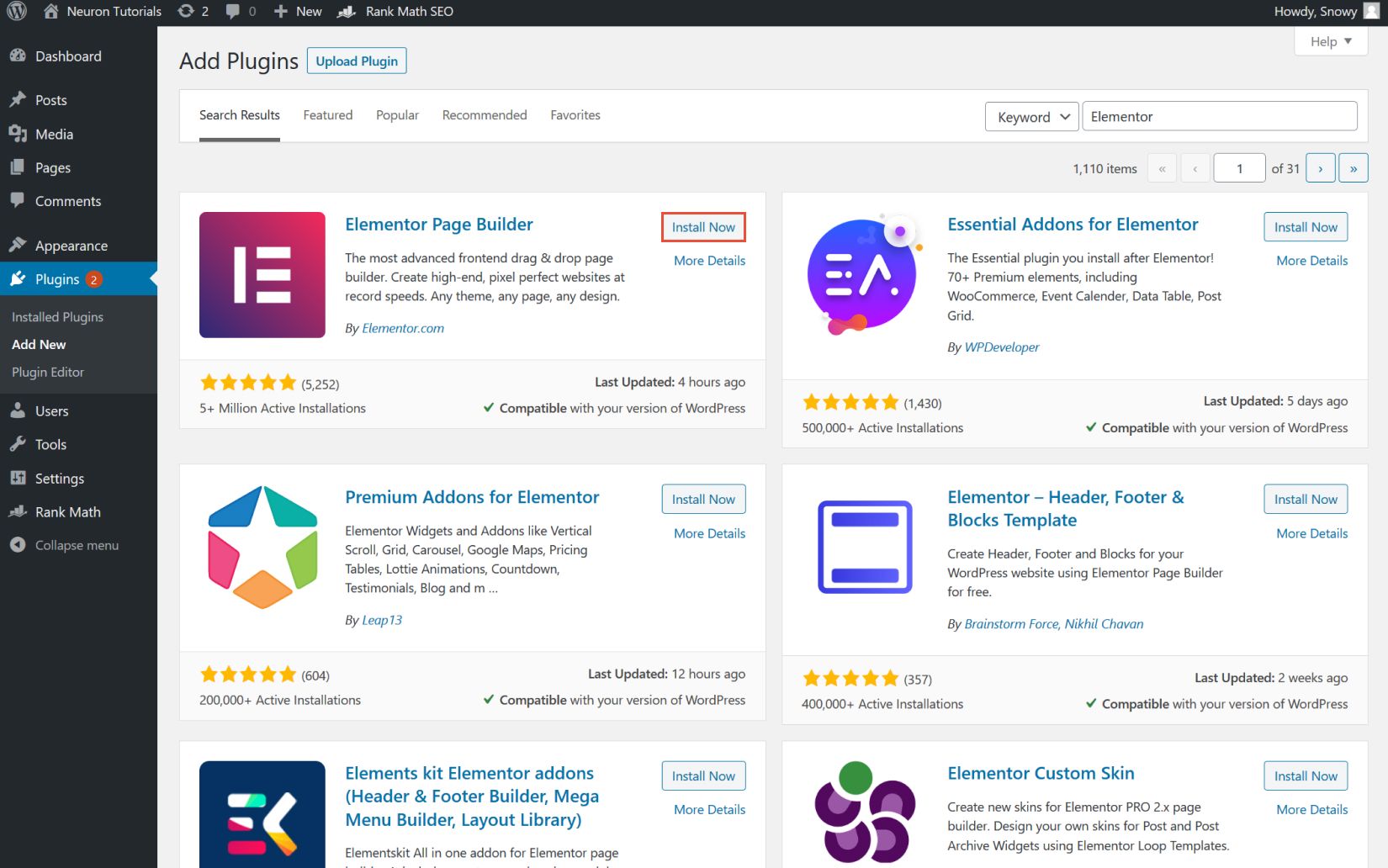 How to install Elementor