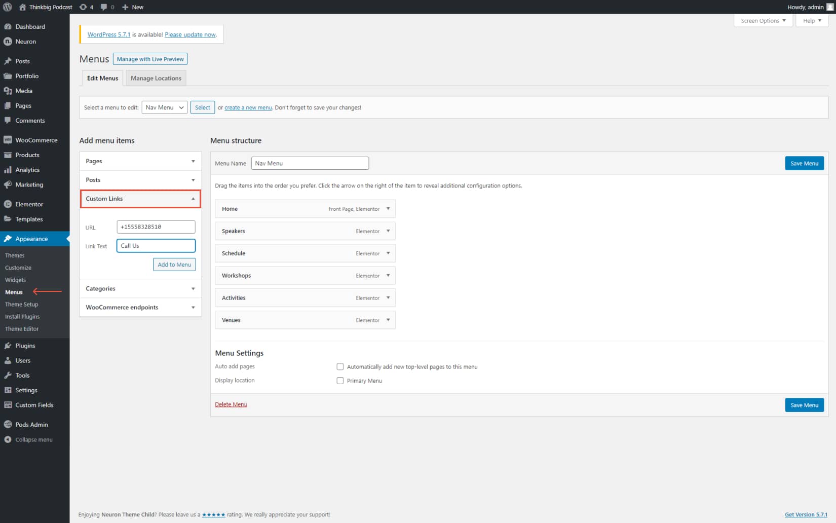 How to add a click-to-call button on the navigation menu in WordPress