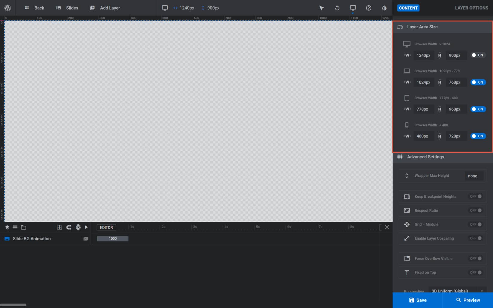 Slider Revolution Responsive Settings