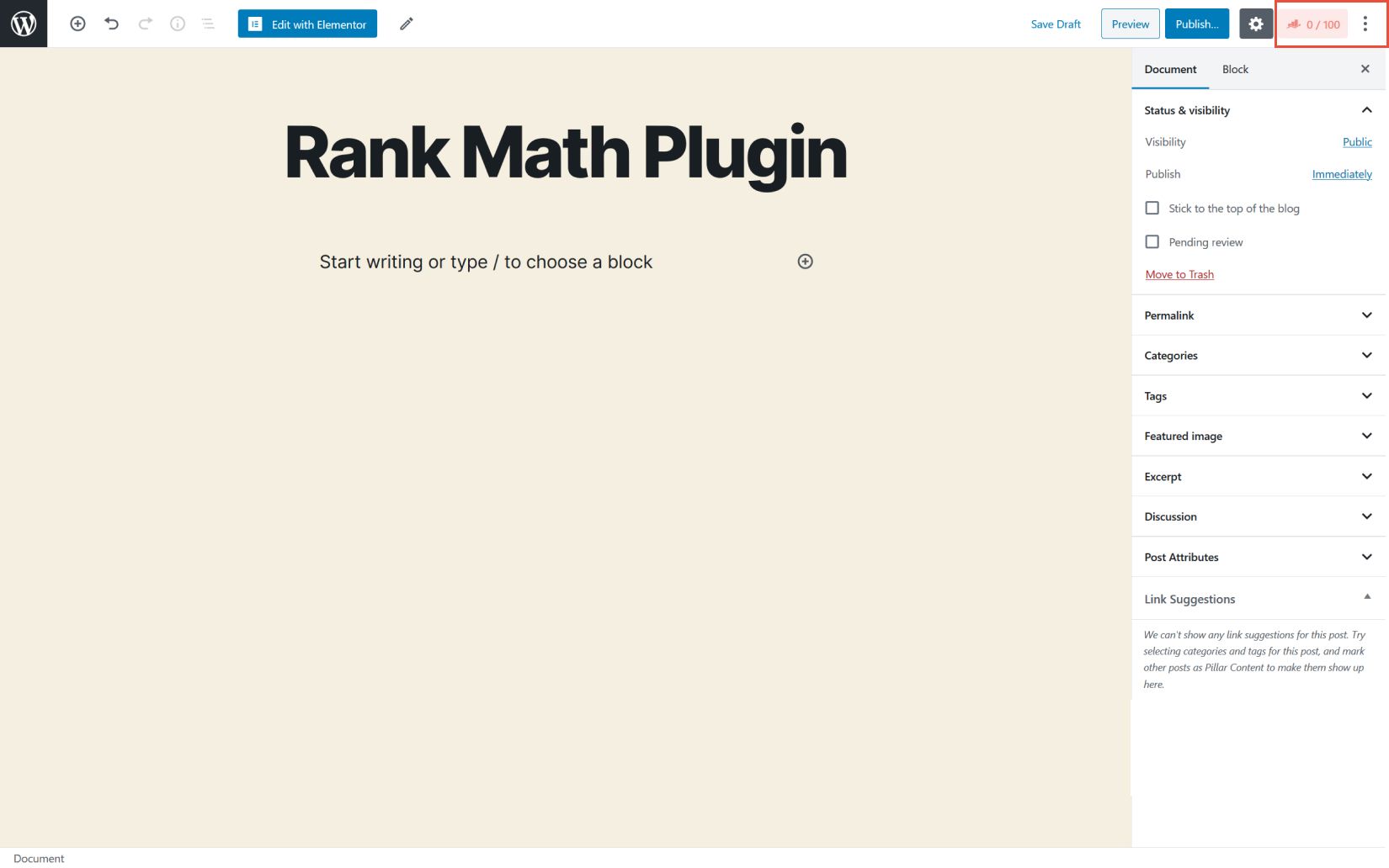 Rank Math plugin in the WordPress Dashboard