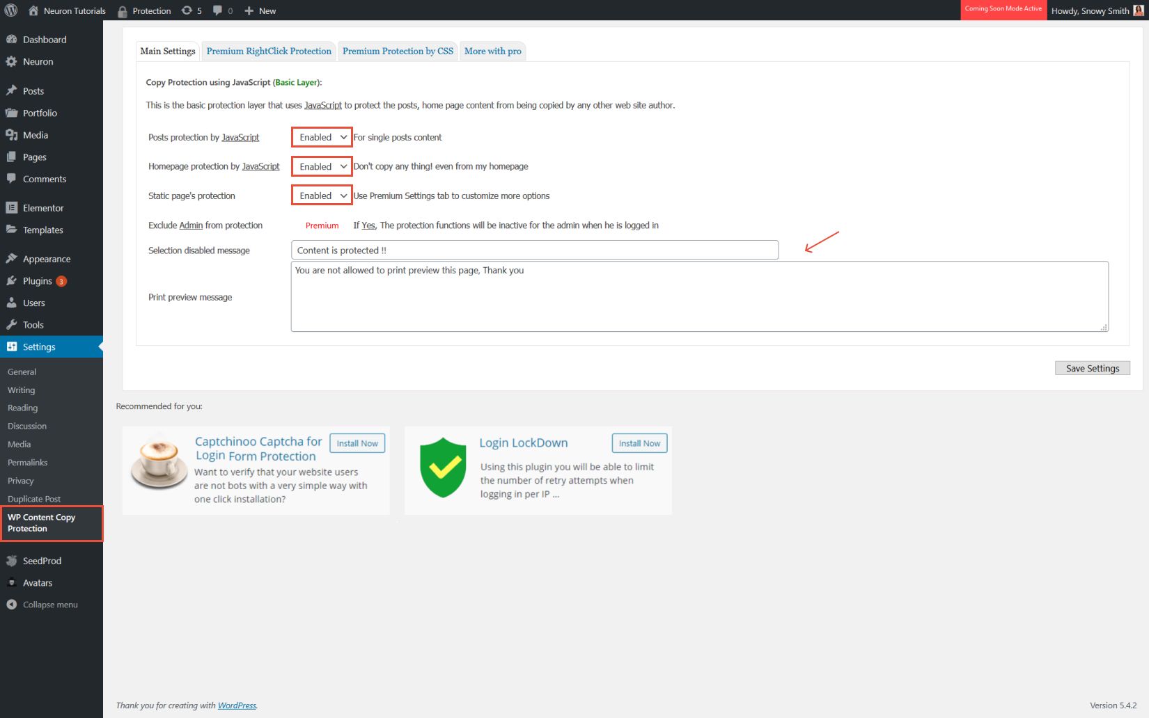 Right click disabled with a plugin