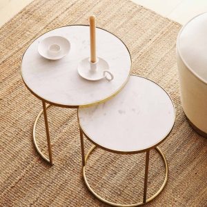 Side Gold Marble Coffee Table