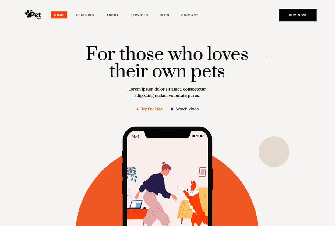 Pet App - App Landing Page