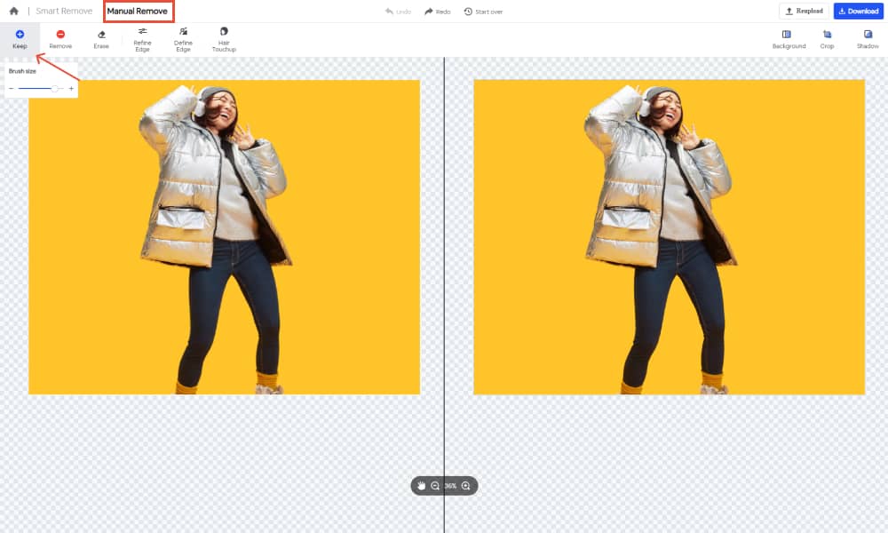 Manually remove the backg of images in Foco Clipping 1