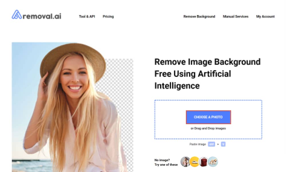 Remove background for free with removal ai