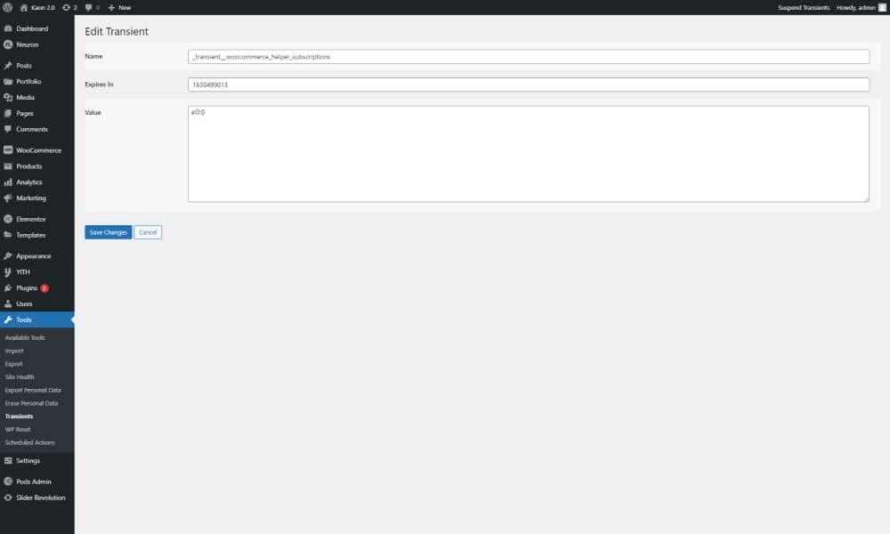 Edit WordPress Transients