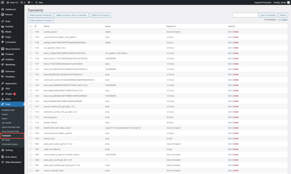Manage WordPress Transients