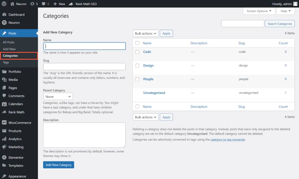WordPress categories and tags 1