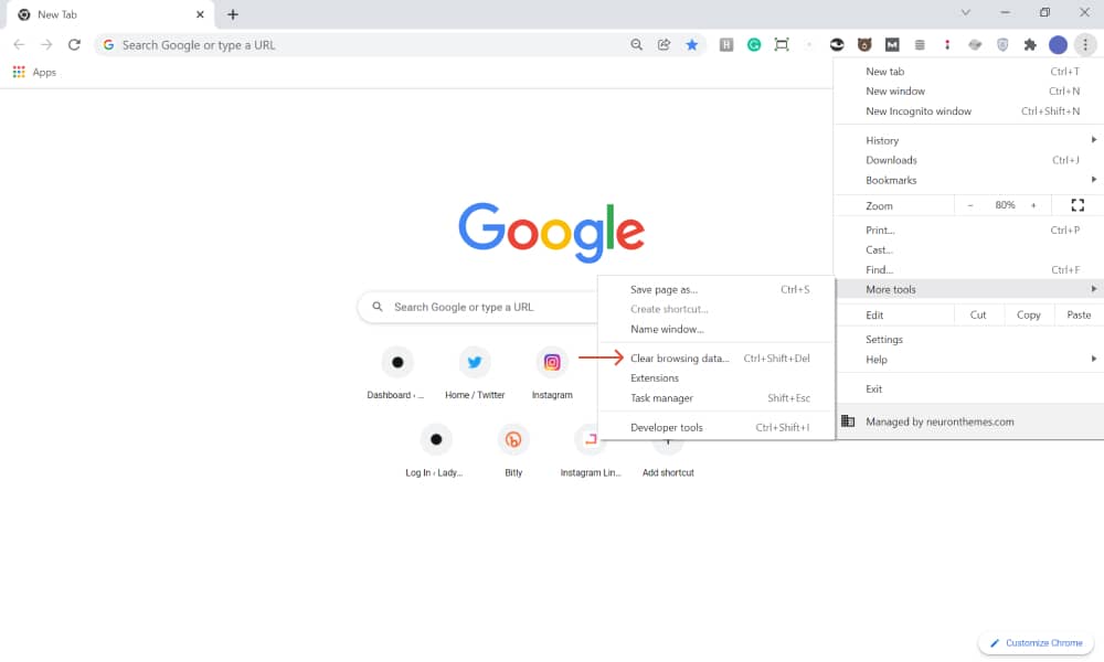 Clear cache in Google