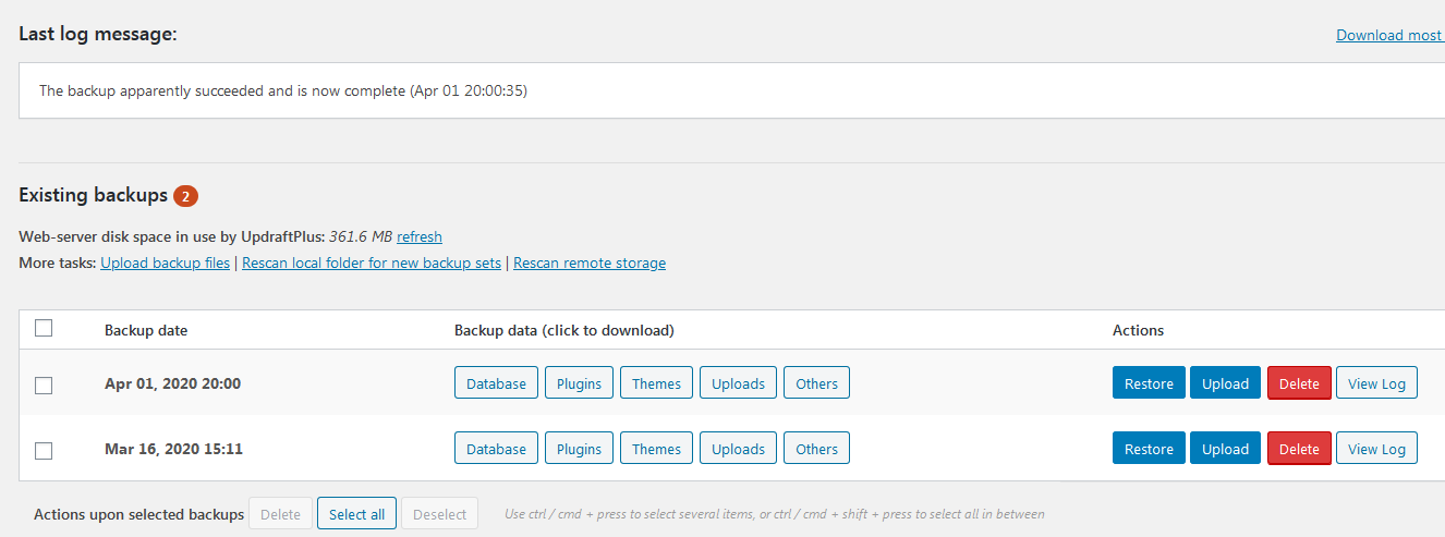 ‹ How to restore your data and files on your WP website WordPress(6)