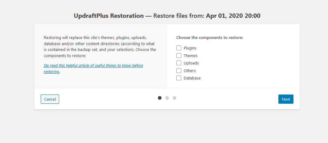 Restore data part 2 — WordPress(7)