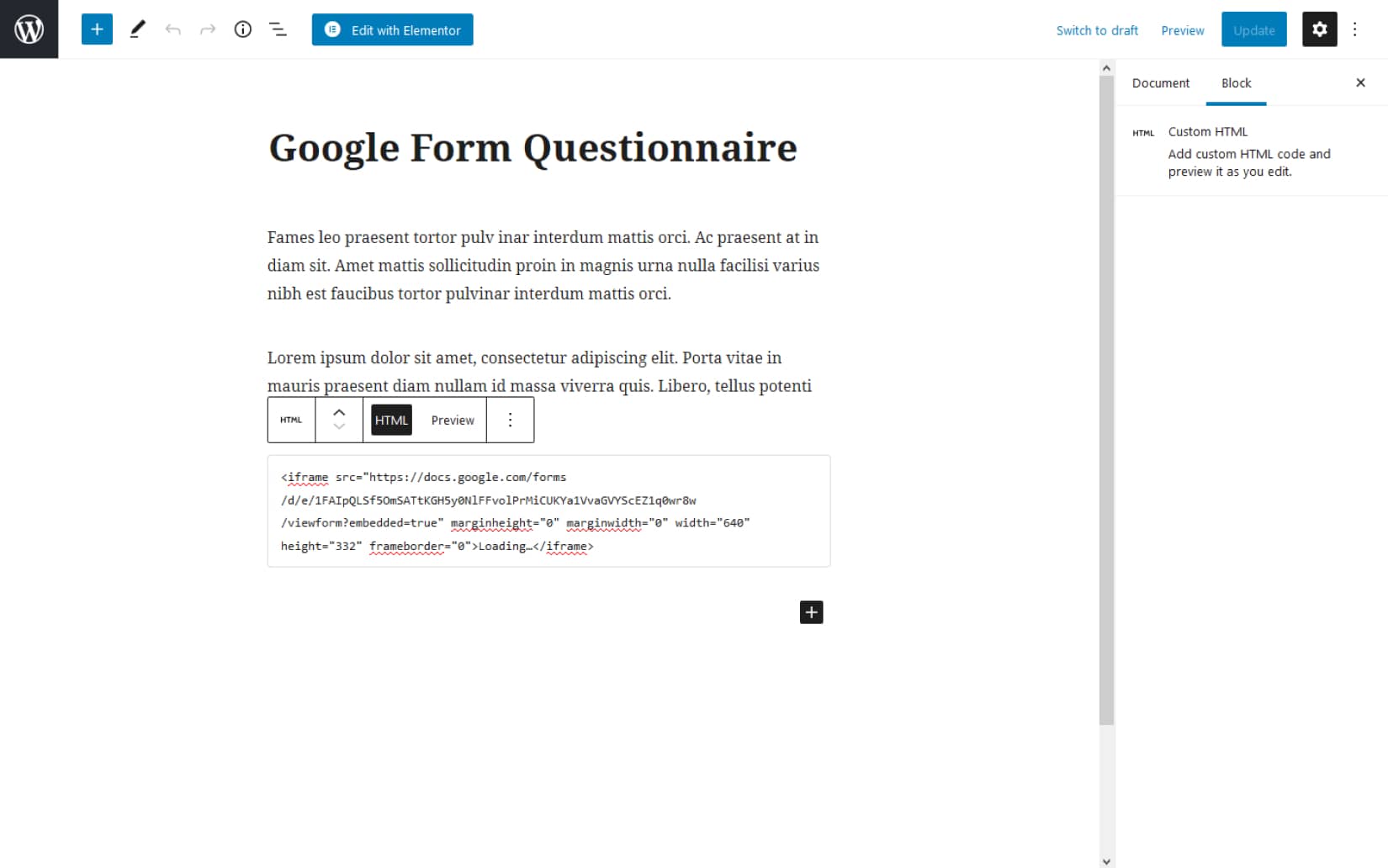 Howto Add Google From on your WordPress website