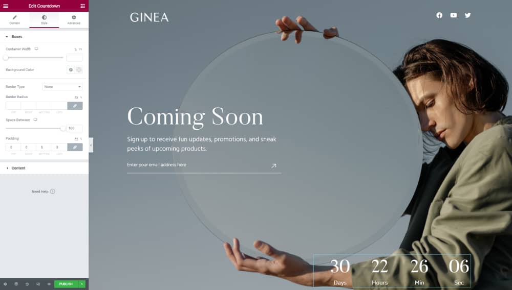 Add a countdown to show the website launch