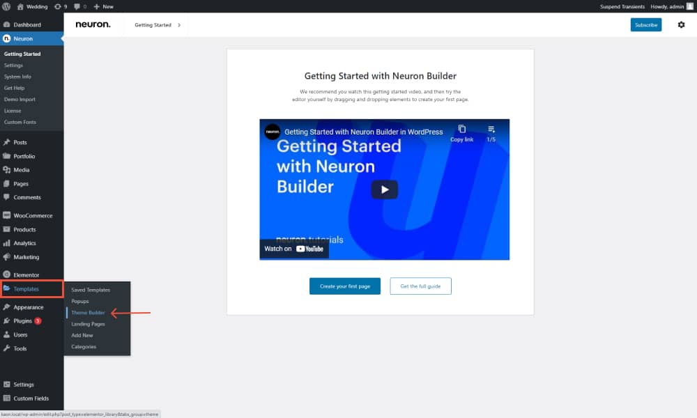 Create a Template with Elementor