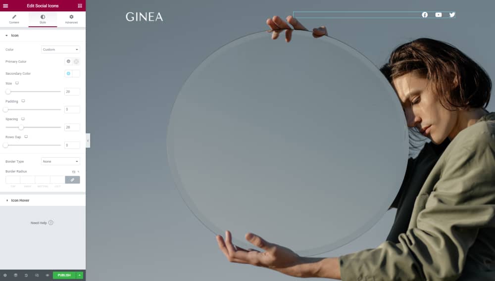 Include the site logo and social media in your design