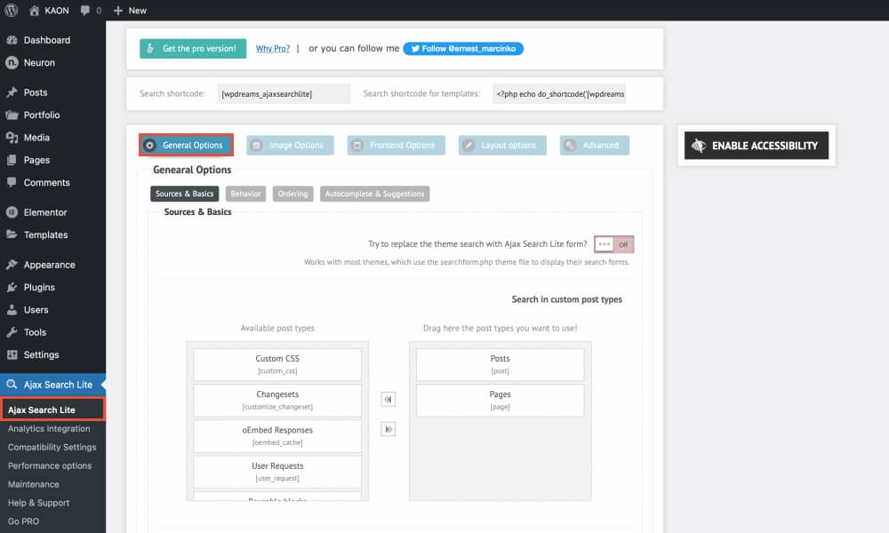 Add live ajax search in WordPress
