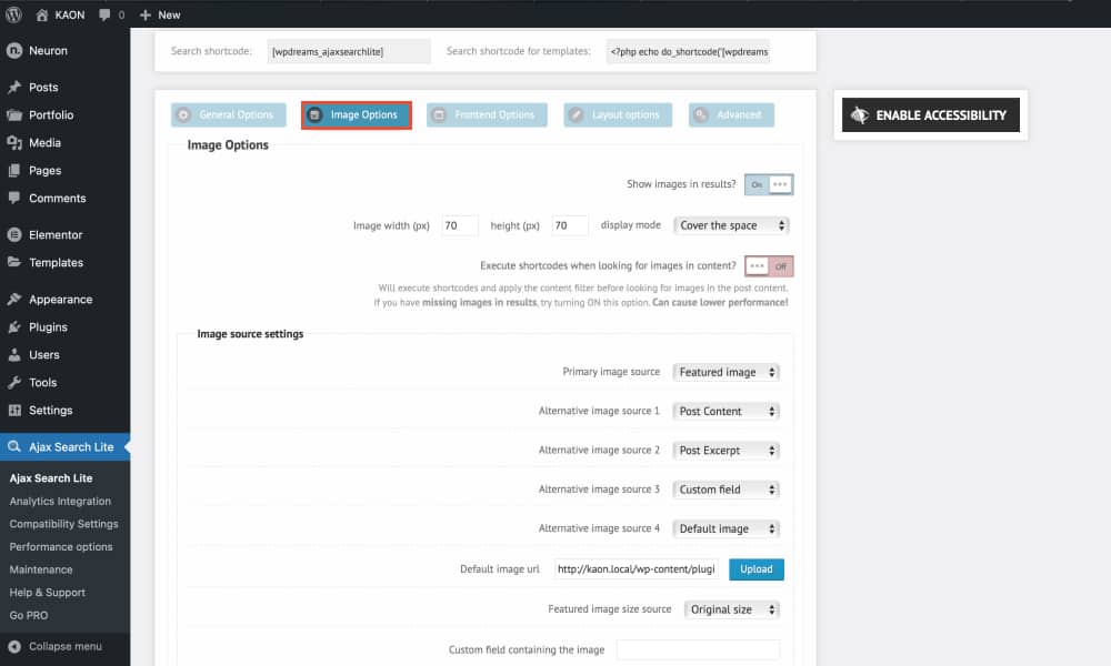 Add live ajax search in WordPress with plugin