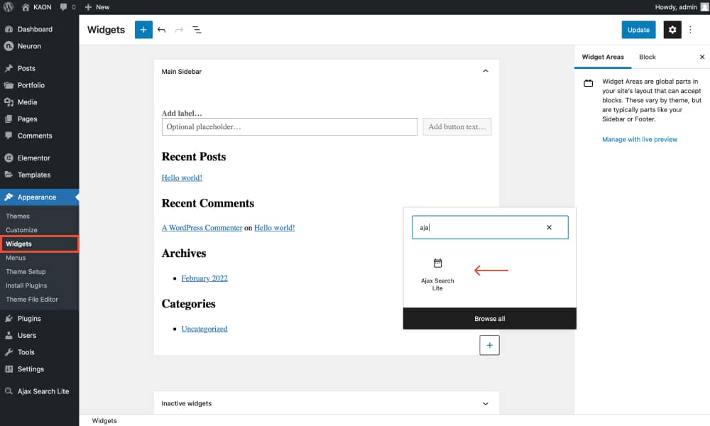 WordPress ajax search plugin
